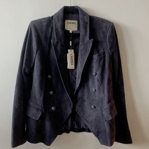 L’AGENCE NAVY SUEDE LEATHER BLAZER